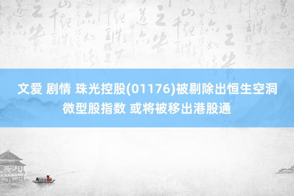 文爱 剧情 珠光控股(01176)被剔除出恒生空洞微型股指数 或将被移出港股通