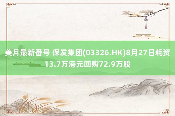 美月最新番号 保发集团(03326.HK)8月27日耗资13.7万港元回购72.9万股